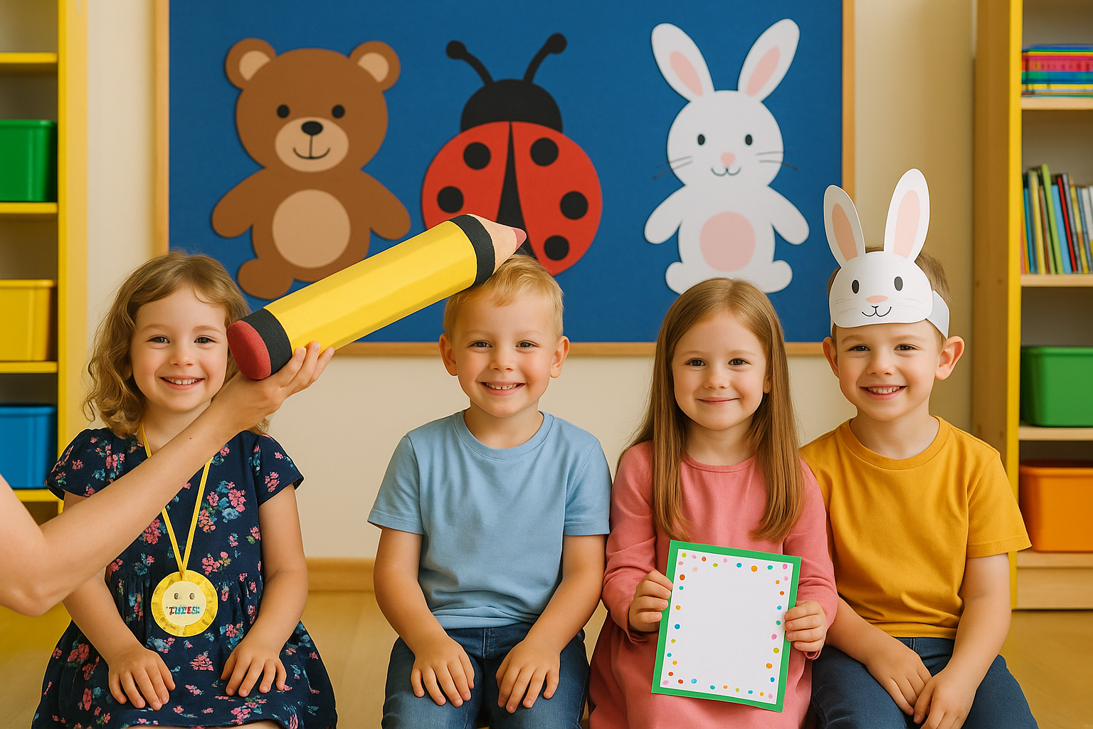 Pasowanie na Przedszkolaka w grupie Misiaczki, Biedronki i Zajączki